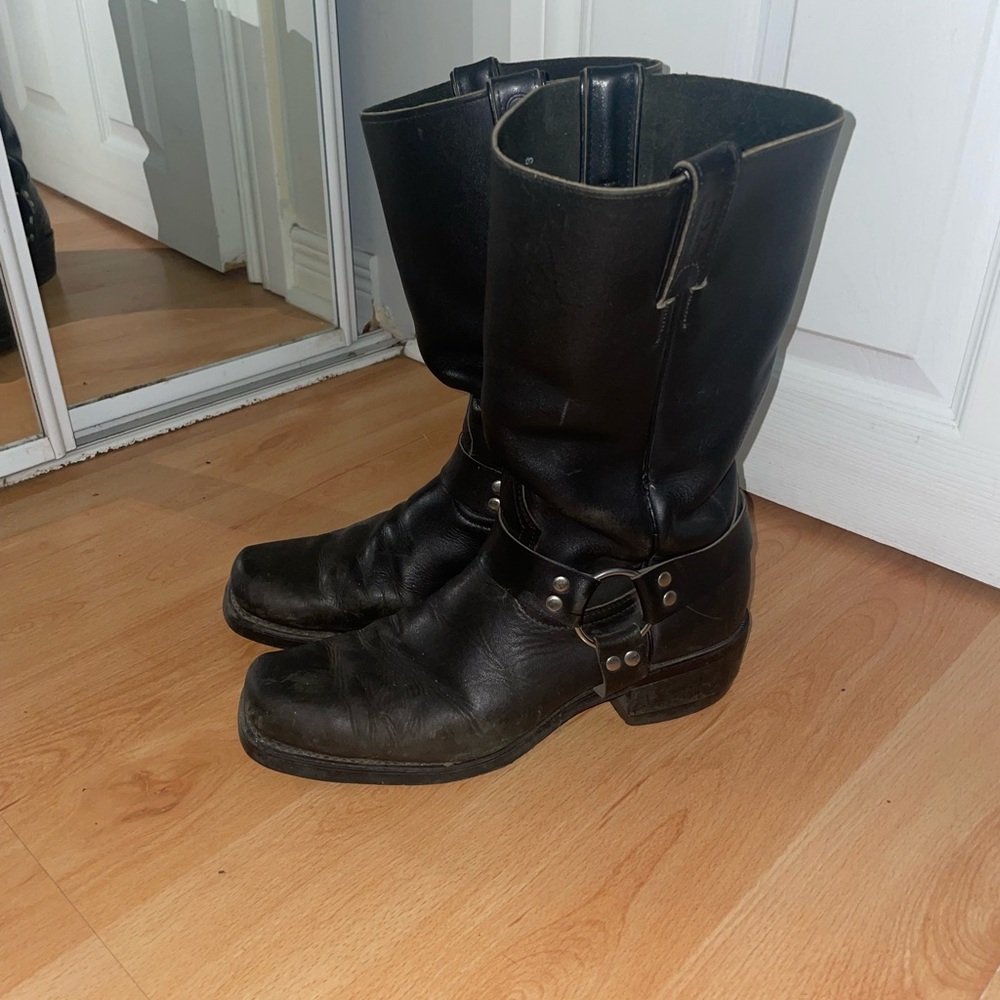 Men's Boulet Black Leather Motorcycle Boots